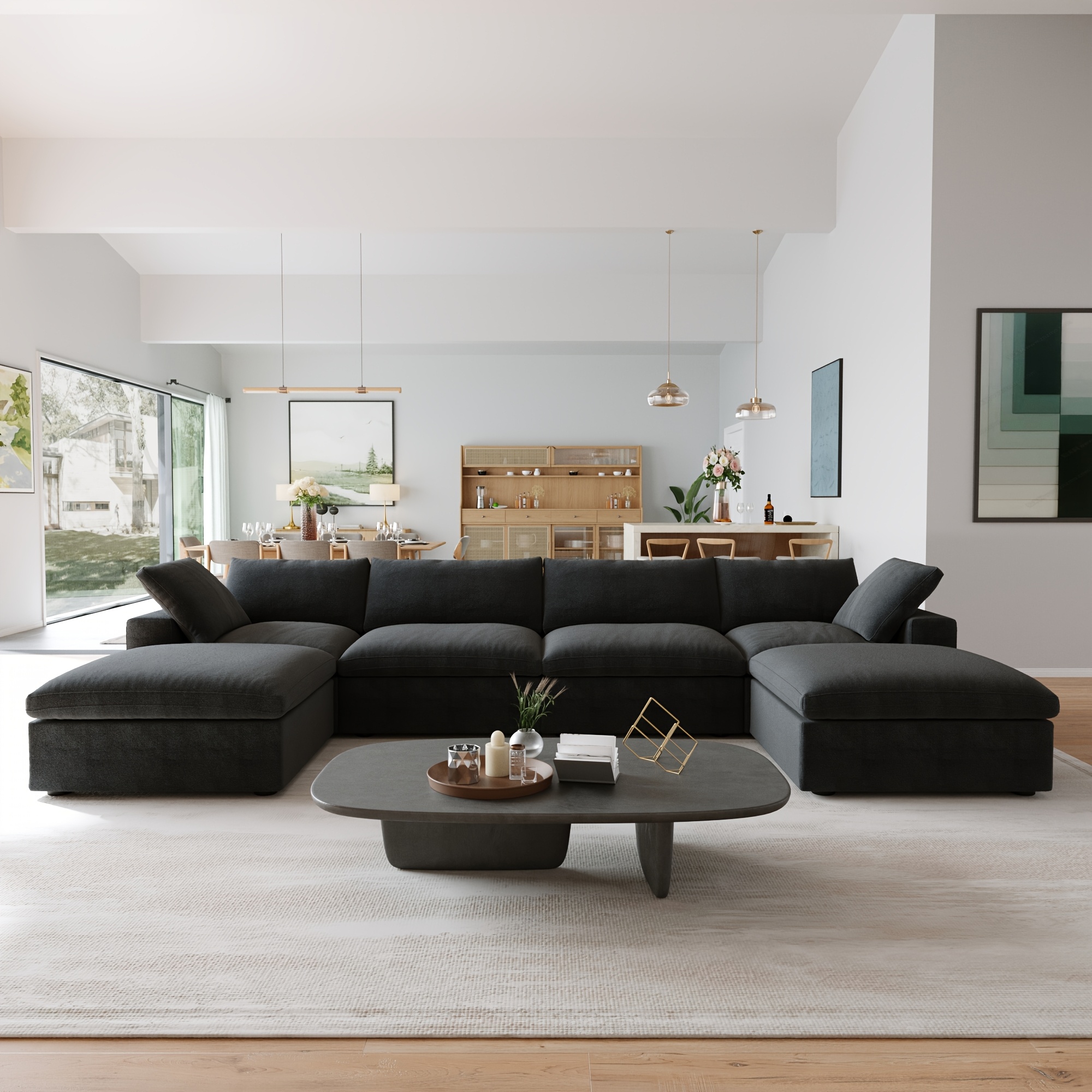 modular sectional sofa with   u shaped design minimalist style deep and wide convertible couches for the living room with washable and replaceable covers Product details 11
