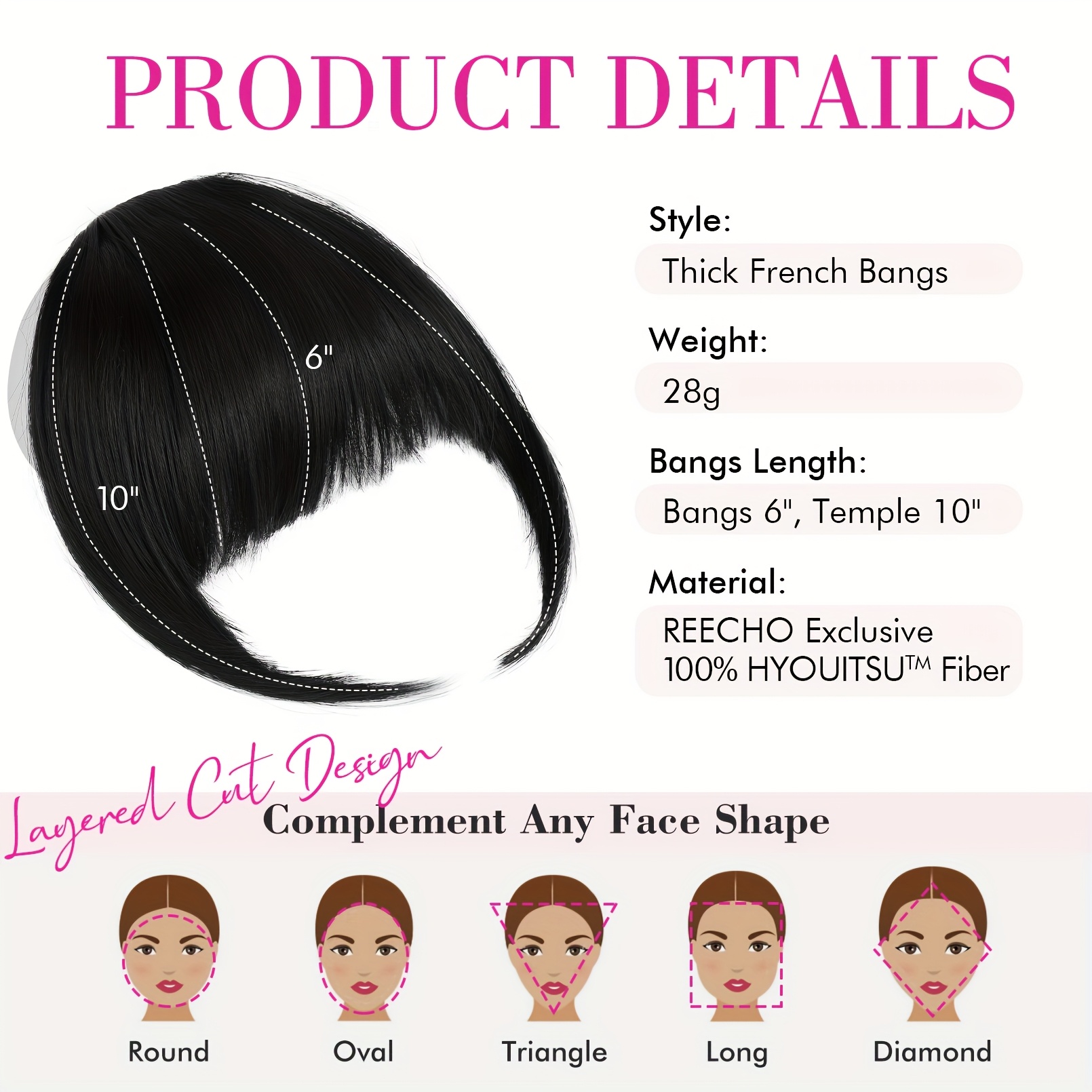 womens clip in bangs natural look   bangs extensions with temples   no   needed straight hairstyle for everyday     fringe hairpiece glossy   details 1