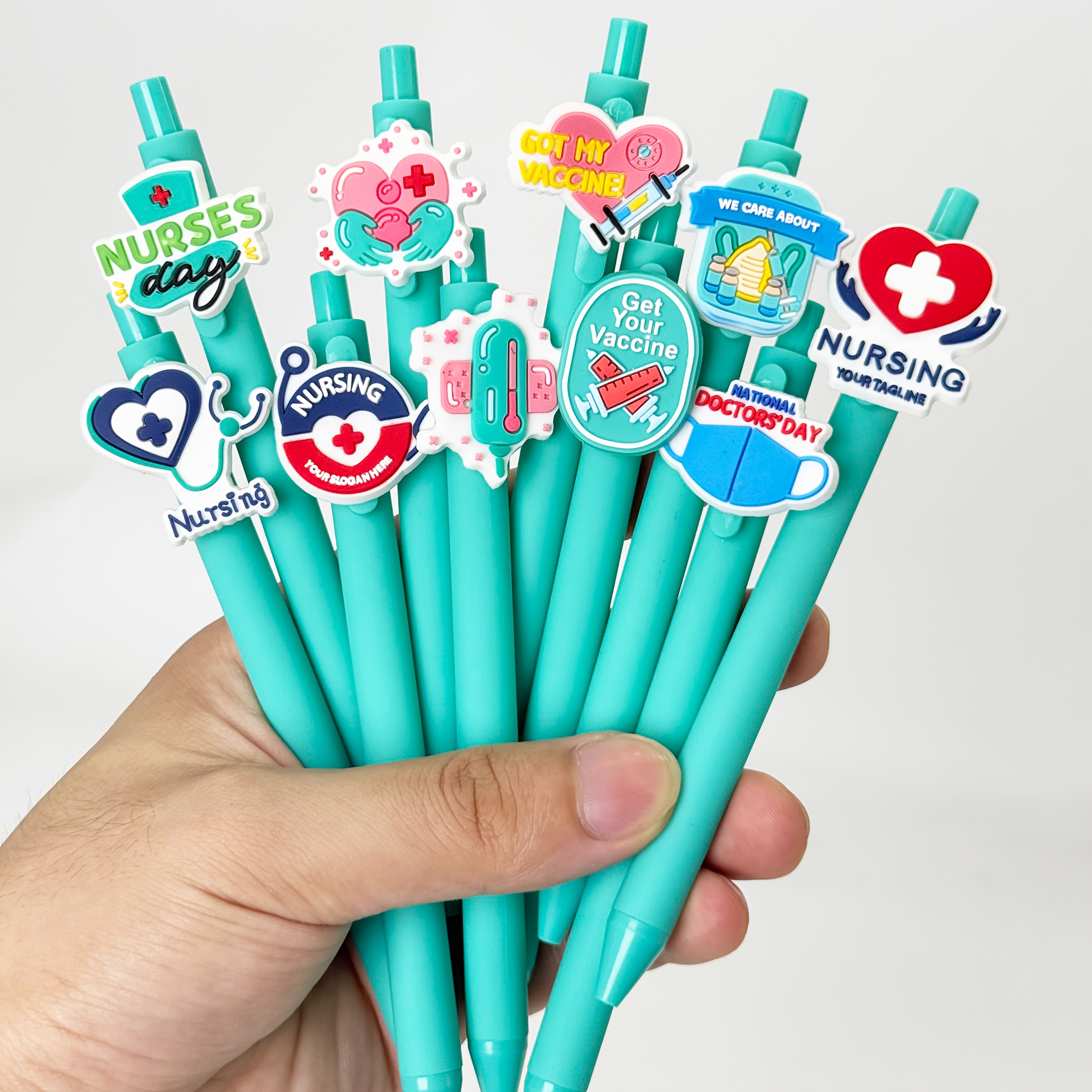 12 25 retractable ballpoint pens from   series in teal color designed for   and nurses featuring   mechanism with black ink refills       documents and a   stationery gift Product details 4
