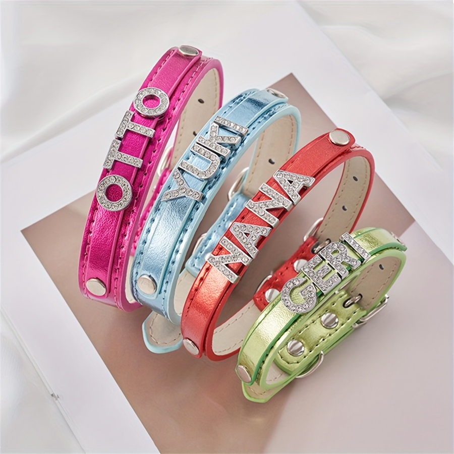 Personalized Customizable Rhinestone Collar for Pets, Name Display