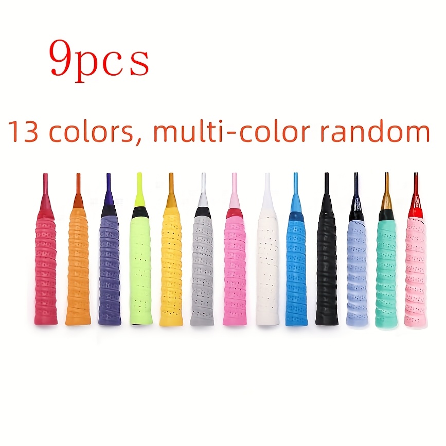 TEMU Lot de 9 sangles de préhension antidérapantes pour tennis, couleur aléatoire - perforée épaissie et respirante, accessoires de sport élastiques