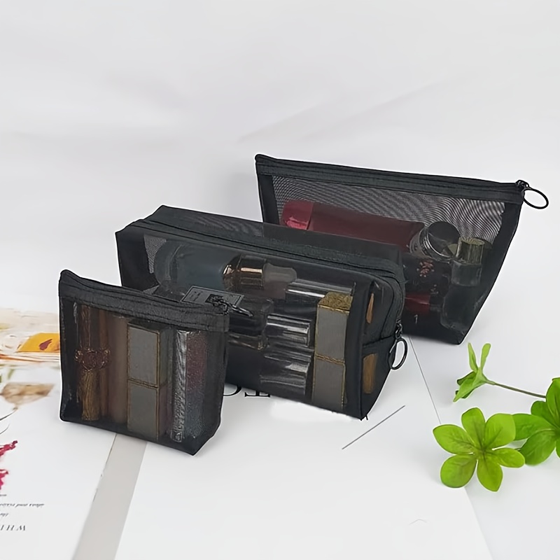 3pcs, Mesh Cosmetic Bag, Mesh Storage Bag, Pencil Pouch