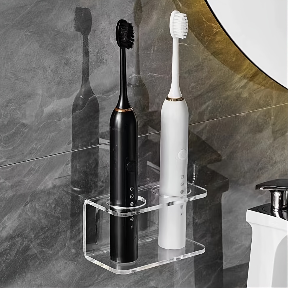 

1pc Acrylic Electric Toothbrush Holder, Wall-mounted Bathroom Organizer, Drill-free Installation, Storage Rack For Toothbrush & Toothpaste
