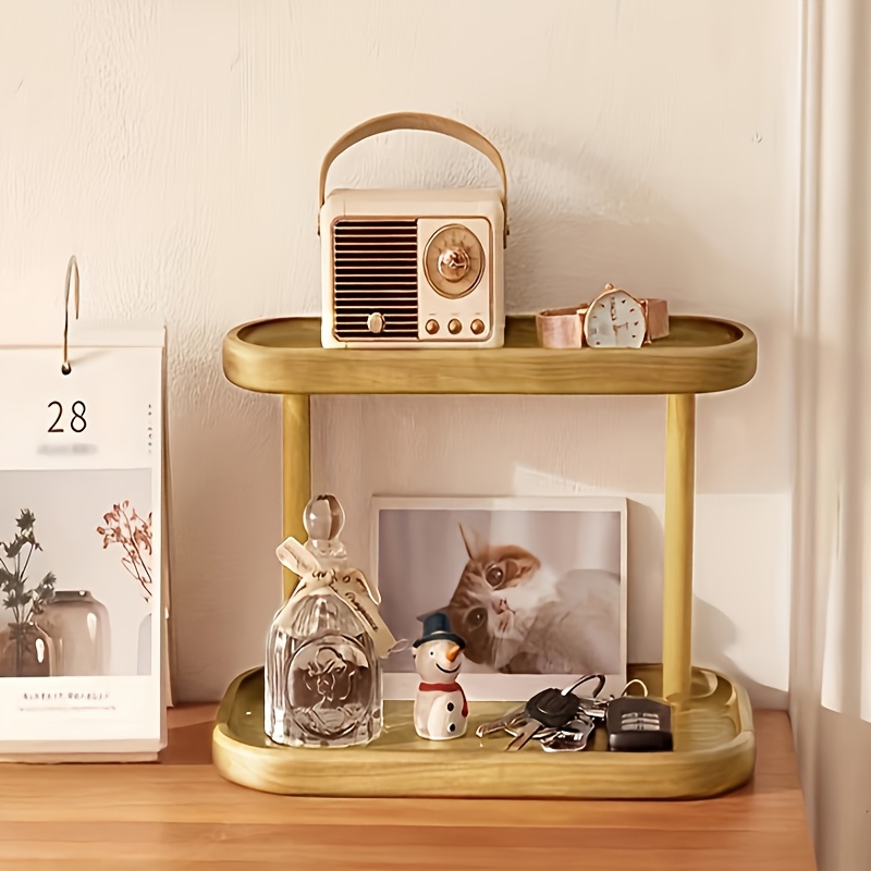 

Organisateur de en Bois Élégant - Étagère de Rangement à 2 Niveaux pour Cosmétiques et Bijoux pour les de Salle de Bain