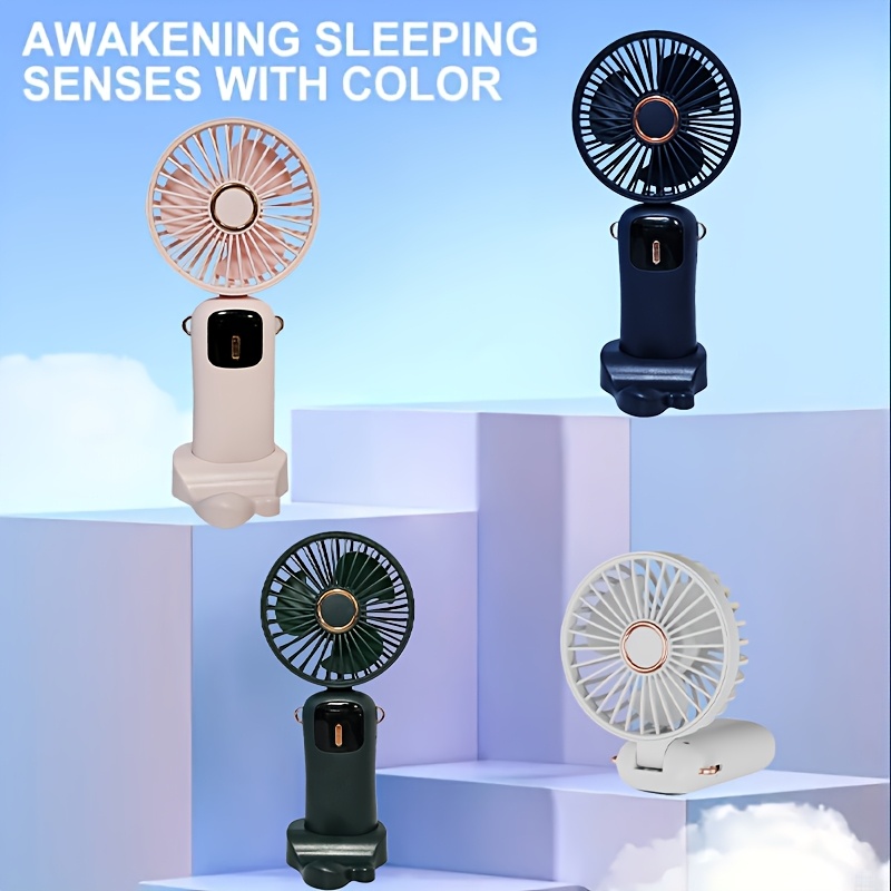 1pc portable handheld fan 3 in 1 personal fan with led display 90 foldable table fan 5   rechargeable lithium battery usb charging indoor and outdoor   details 3