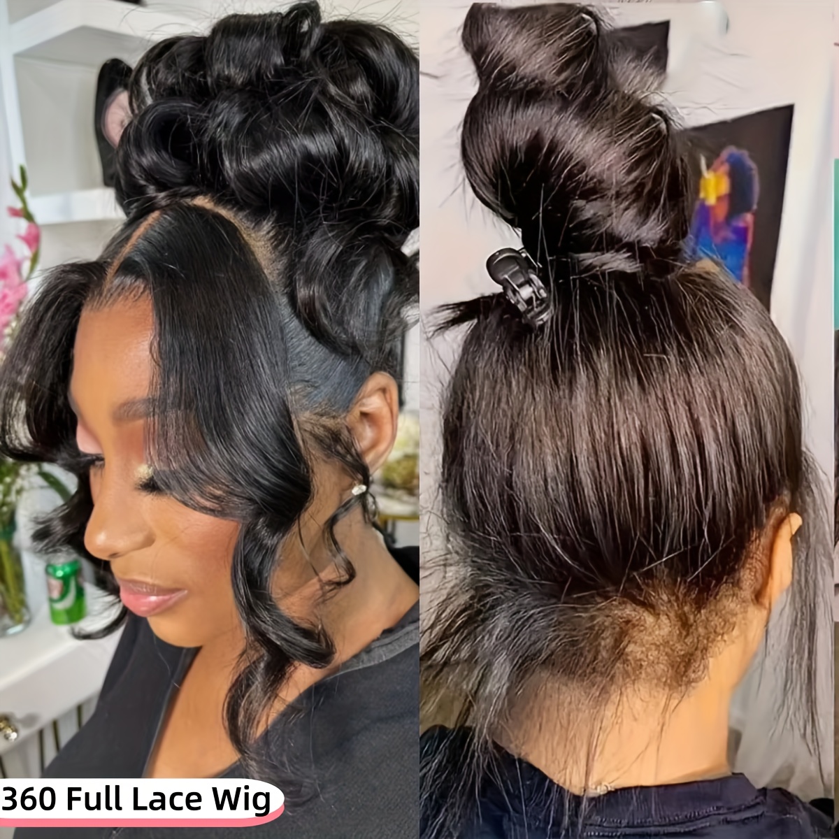 360 Full Lace Wig With 150% Density, Made From Human Hair, Featuring Straight Strands And A Pre-plucked Hairline, Designed For Women In Color