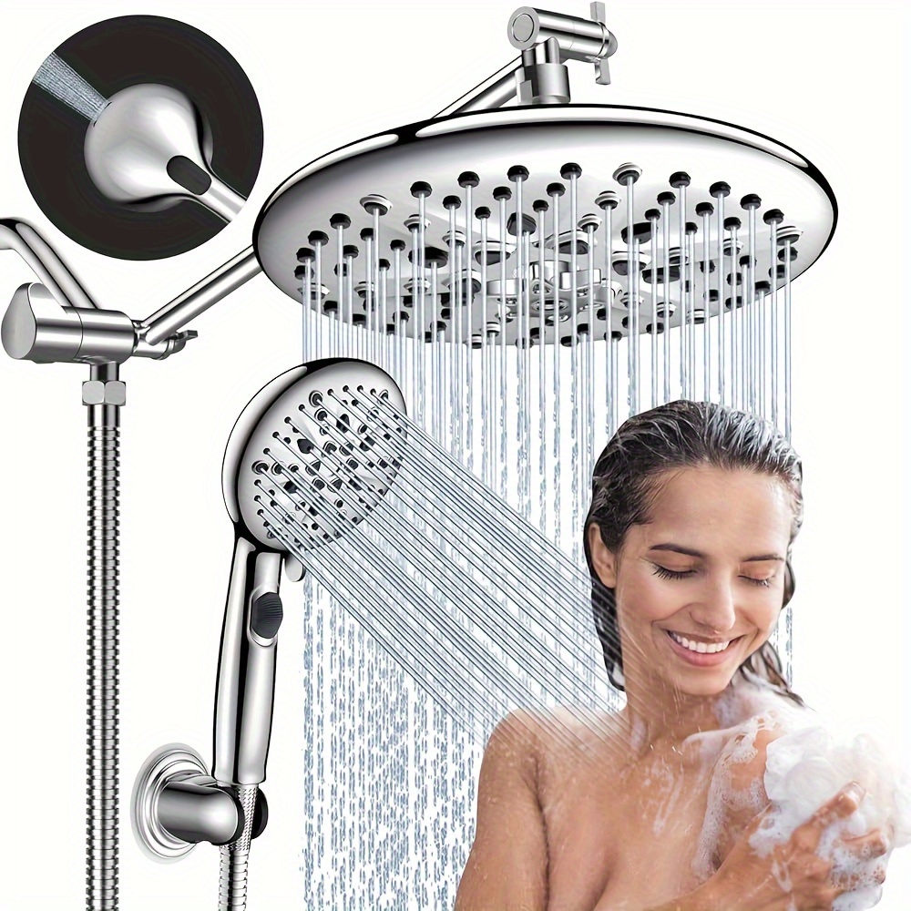 

Feelso 10" High Pressure Shower Head Combo With Handheld Spray, 16 Settings, 11" Adjustable Arm, On/ Off Pause Switch