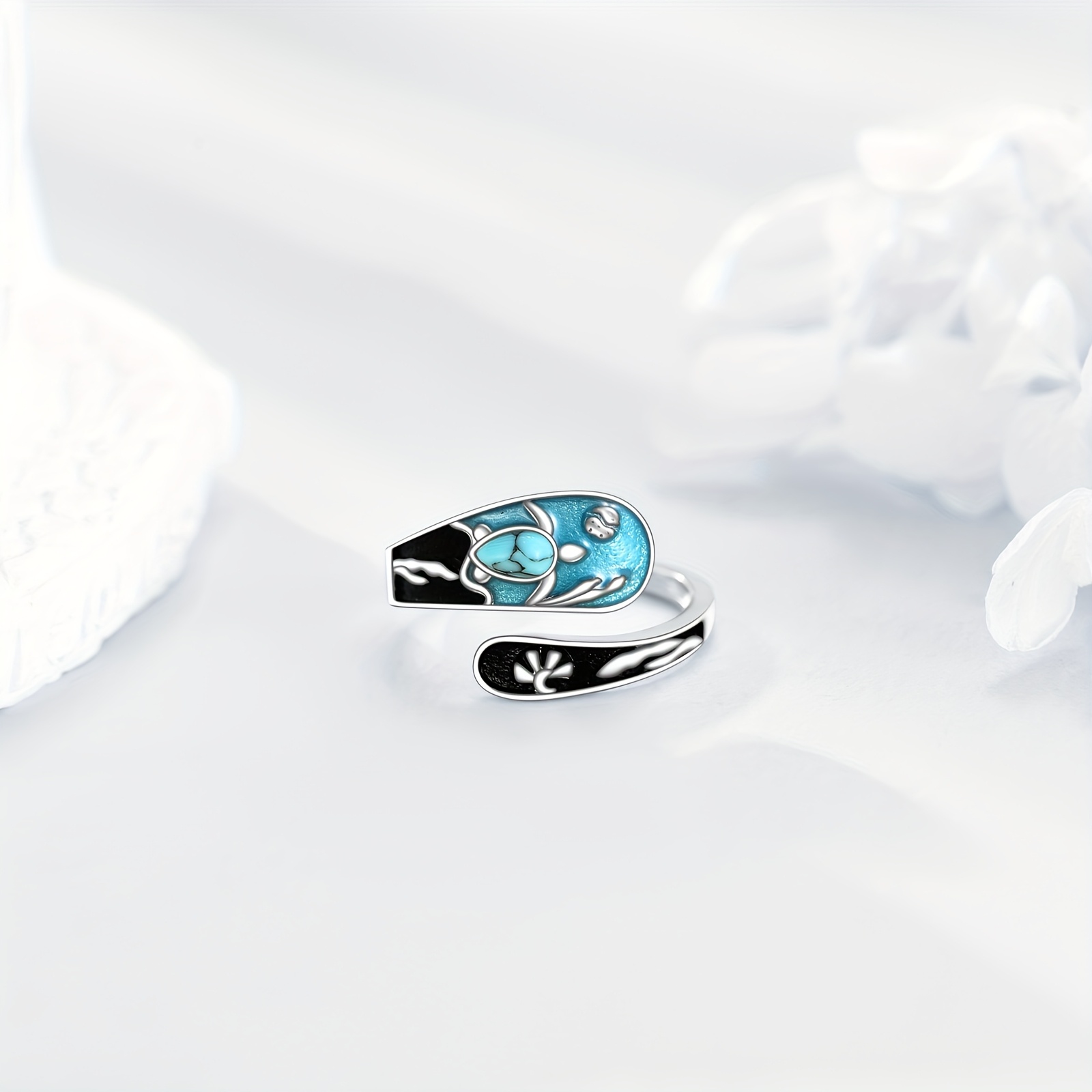 Sea Turtle Adjustable Ring — 925 Sterling Silver