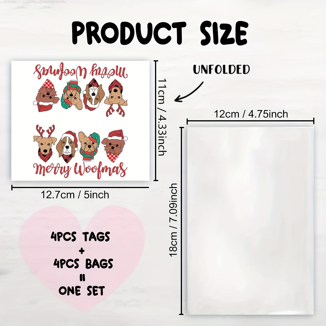 TEMU Set Of 4, Dog-themed Christmas Treat Bag Toppers, Gift Packaging For Holiday Treats, Decorations For Xmas Parties, Ideal For Treats Or Small