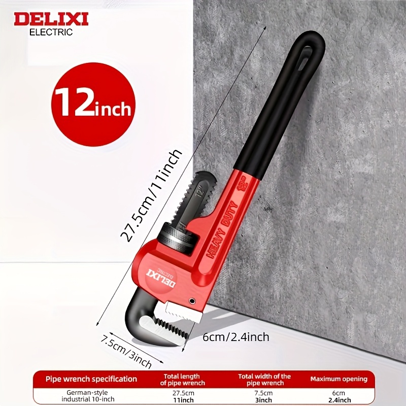 Electric 14/12/10/8 Inch Pipe Wrench Large Opening Multifunctional Chrome Vanadium Steel Universal Pipe Wrench Household Fast Pipe Wrench