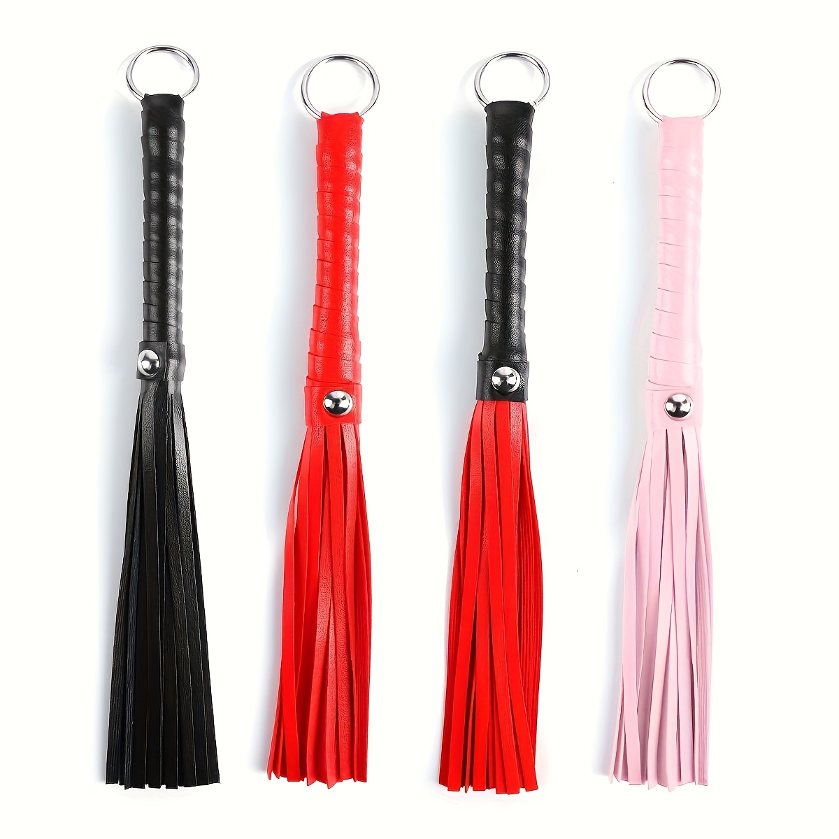 

2pcs Leather Riding Training Whip Set, Non-slip, Red/black - Ideal For Outdoor Sports And Valentine's Day Gift