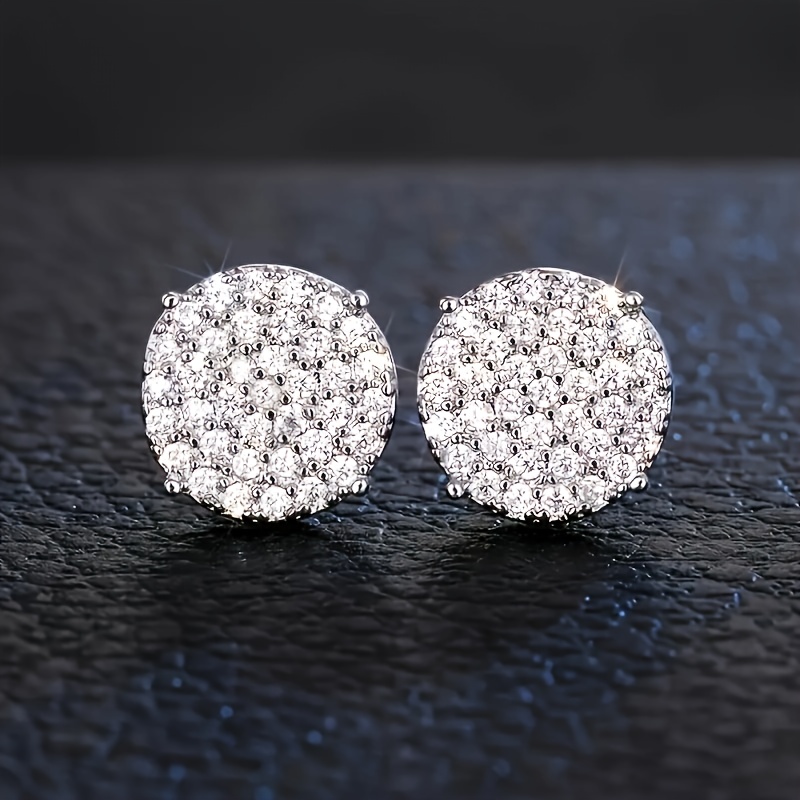 

2pcs S925 Silvery Inlaid With A Pair Of 0.6 Carat Moissanite Earrings For Men And Women, Proposal And Engagement Rings Suitable For , Send As A Gift To For Festivals