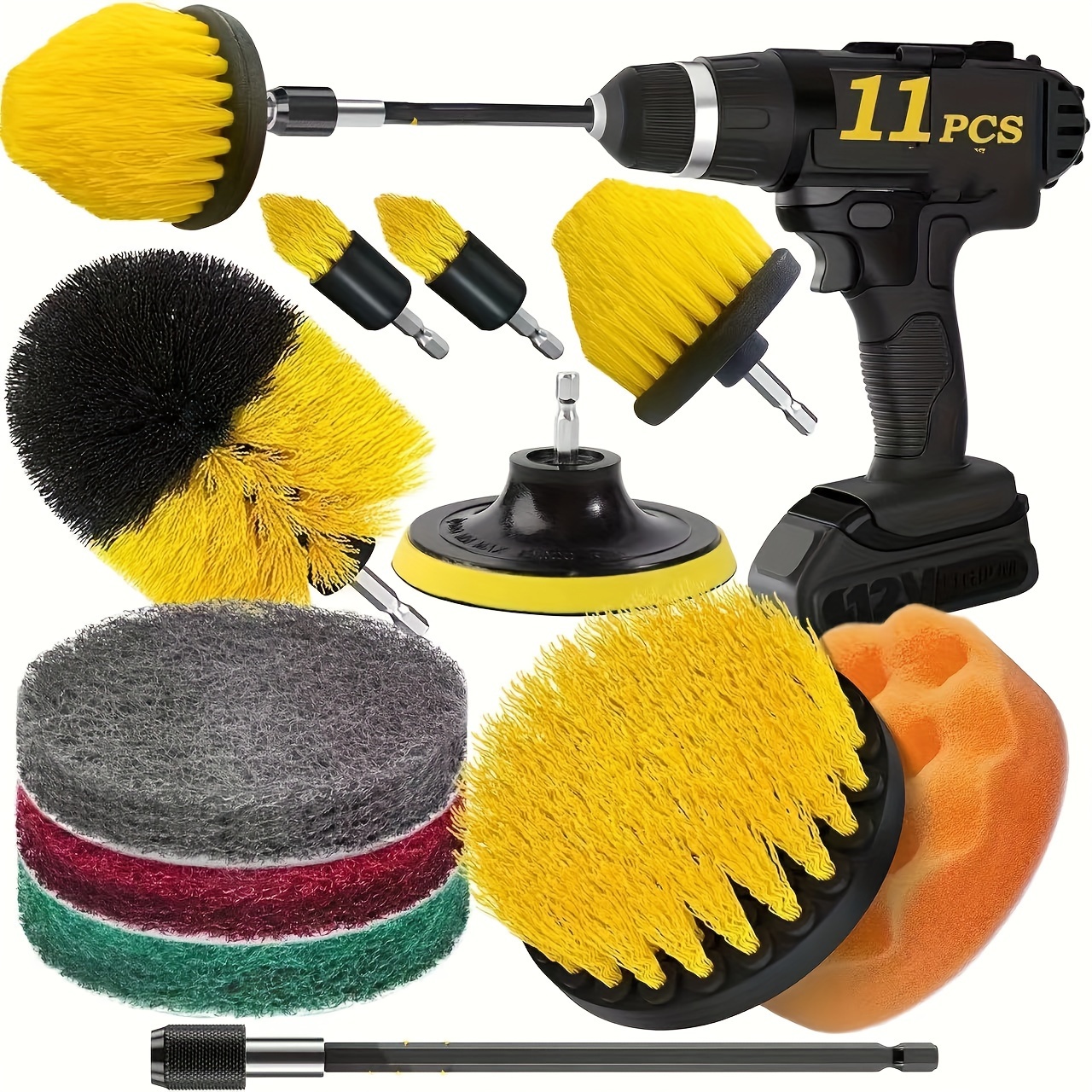 

Cleaning Kit: 11/33pcs Diamond Set & Sponges + Extendable For Grout, Bathroom, Sinks, , Car , , - , Compatible