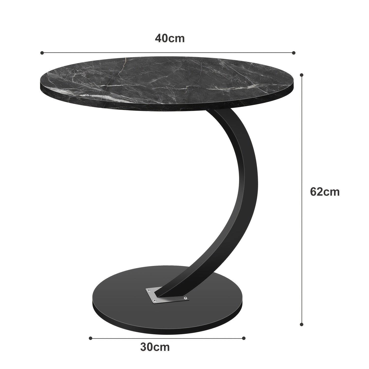 C Shaped Modern Round Sofa Side Table | Compact End Table, For Living Room Or Bedroom, Easy Assembly, Versatile Side Table, Contemporary Design Sofa Table