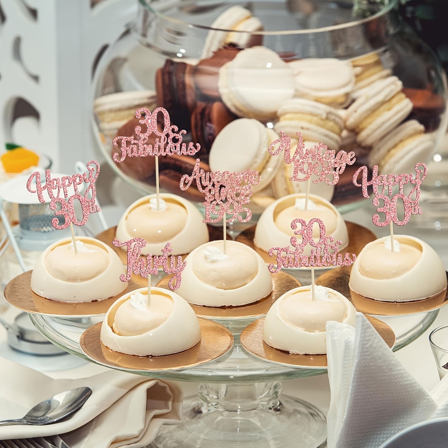 Tortenaufsatz 'Happy 30th Anniversary' In Gold-Glitzer – Deko Für Hochzeitstag Oder 30. Geburtstagsparty