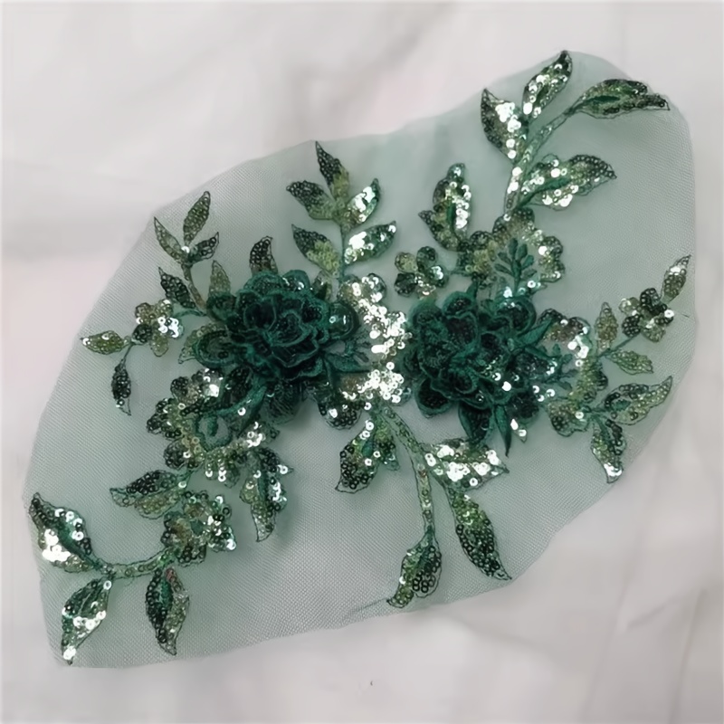 TEMU 1pc Sequined Three-dimensional Embroidered Lace Applique, Diy Patch For Clothing, Accessory With Beaded Sequins And Lace Fabric Patch