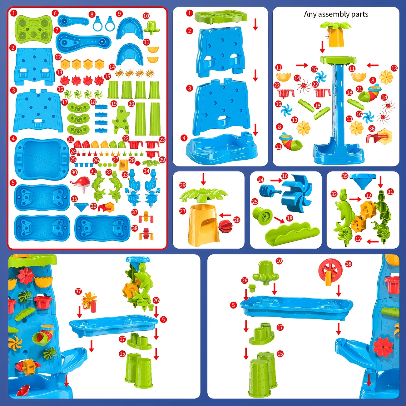 Upgraded Large Double-Sided Waterfall Maze Table for Kids