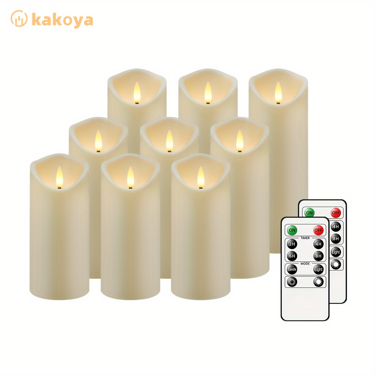 

Flickering Flameless Candles, Battery Operated Acrylic Led Pillar Candles With Remote Control And Timer, Set Of 9