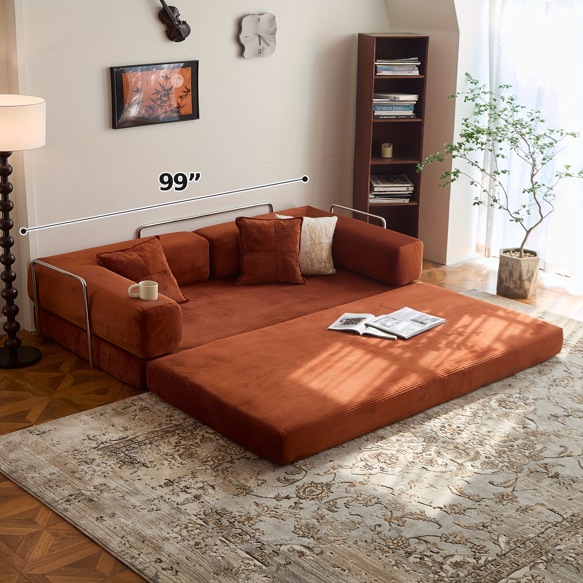 Cama Canapé De Compression Pliable En Tissu Tissé Modulaire Pour Le Salon, Petits Canapés Pour Petits Espaces, Causeuse, Lit Couchette – Canapé De Compression Dans Une Boîte Blanche, 150 Cm