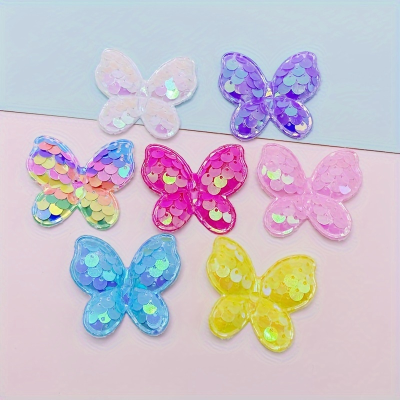 E-shop 14 Stück Pailletten-Schmetterlings-Aufnäher für Hutnähen DIY Kopfschmuck Zubehör Patches