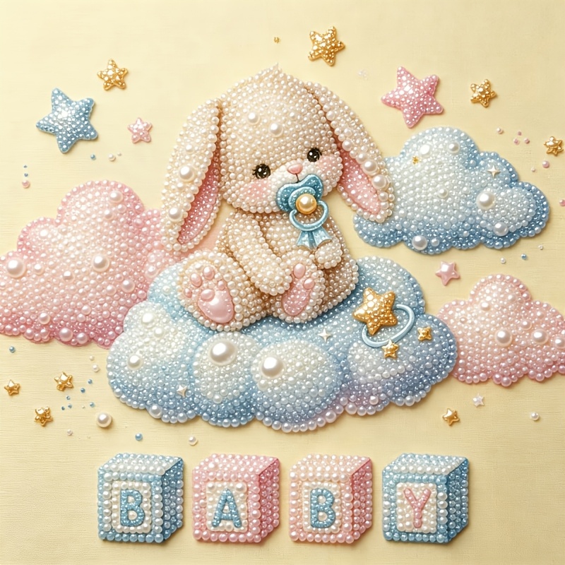 TEMU Diy Painting Kit: Frameless 3d Round/irregular Diamond Beads, Embellished With Pearls. Pearl Diamond Painting Set-[frameless] Themed For Baby's