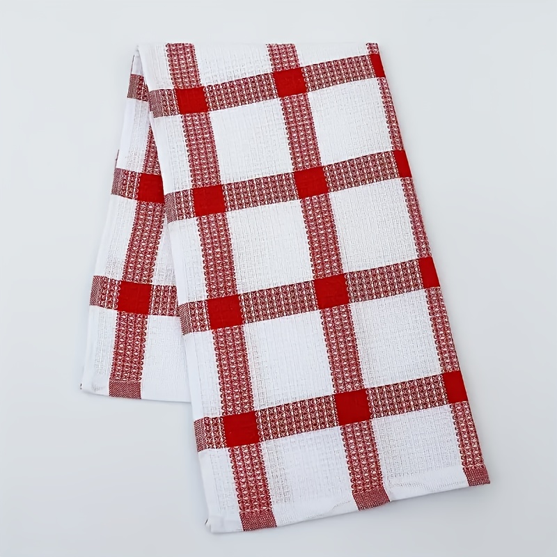 Red Plaid Waffle Clean Cloth - Soft Absorbent Dish Towel - Multi-Color Options, Household Kitchen & Bathroom Multi-Purpose Wiping Cloth
