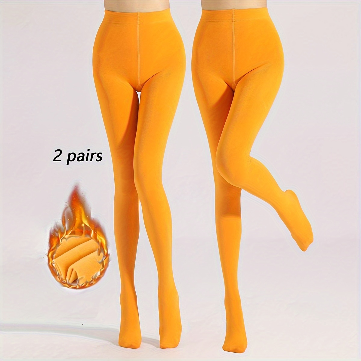 

Of Women's Autumn And Winter Fleece-lined Warm Leggings, Stylish Orange Tights For Halloween, Sexy Fashionable Base Layer Pantyhose.