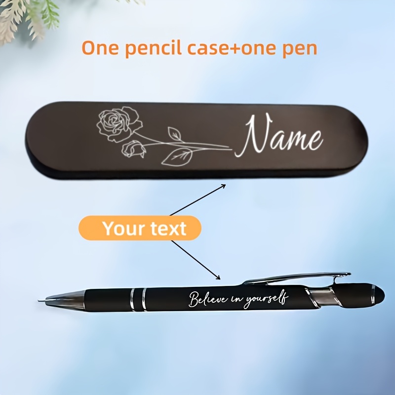 TEMU Personalized Metal Gift Box And Ballpoint Pen | Custom Teacher Pen And Gift Box, Laser Engraved Birth Flower Pattern And Custom Text Gift Box,