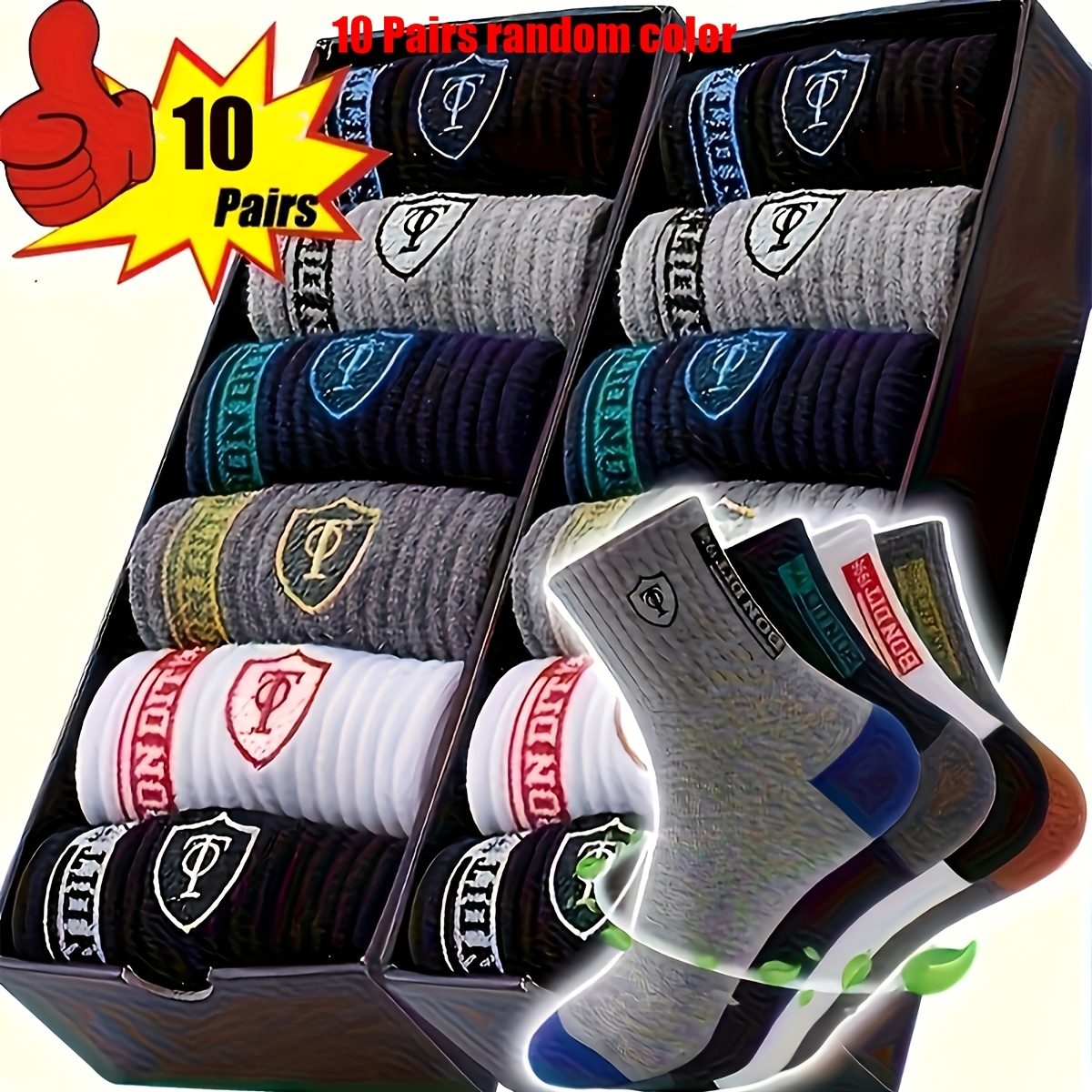 Men's Fashionable Mid-Tube Socks, 20 Pairs