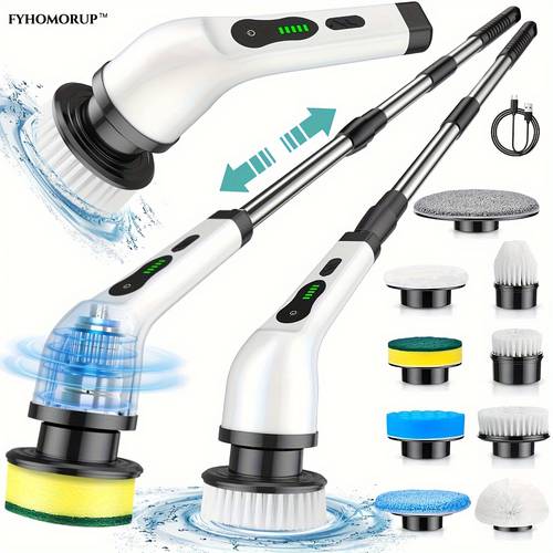 electric spin scrubber for cleaning electric rotating floor washer wireless shower floor scrubber replaceable 9 brush heads 2 speed and adjustable extension handle kitchen gadgets suitable for bathtub tile floor glass car