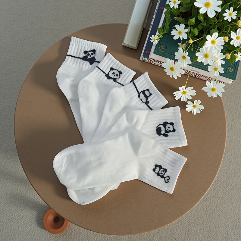 TEMU 5 Pairs Of Comfortable, Stylish, Versatile, And Cute Cartoon Panda Socks With Funny Poses