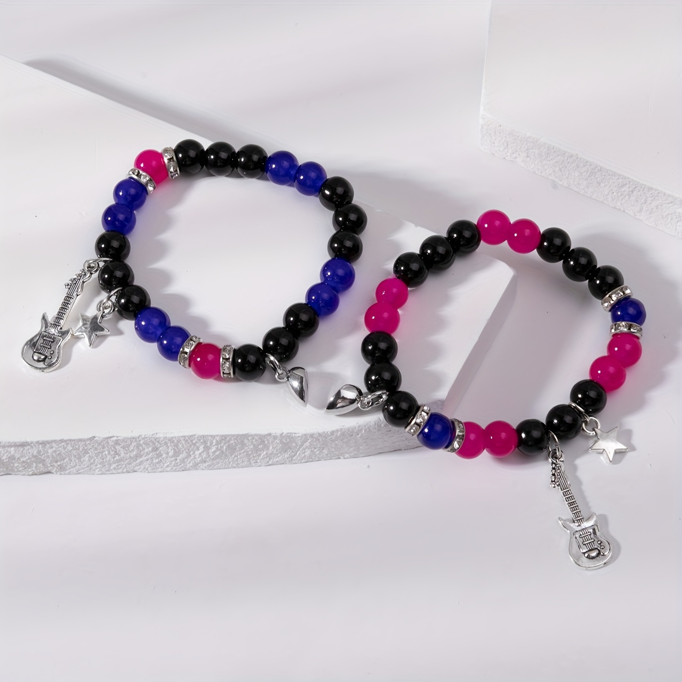 2pc Star Guitar Glass Beads Bracelets for Couples