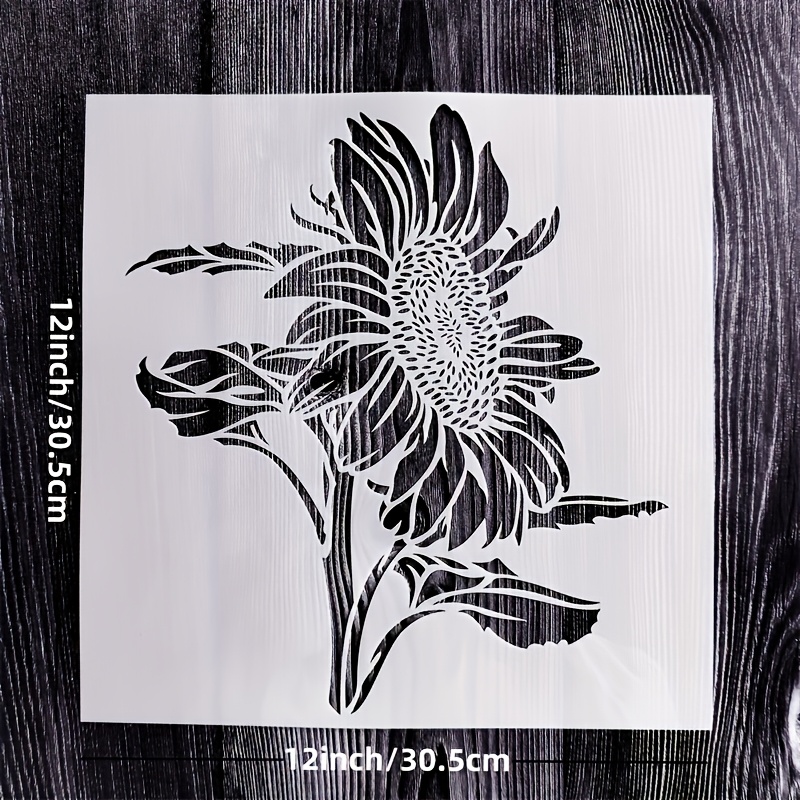 

12 Inch Sunflower Stencils Reusable Flower Stencils Diy Decorative Sunflower Stencil Template For Painting On Walls Furniture Crafts