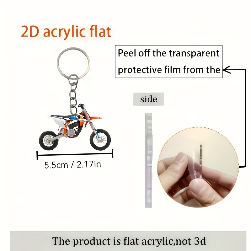 TEMU 2d Flat, 2d Flat 1pc Motorcycle Acrylic Keychain, Thanksgiving Design Creative Hanging Ornament, Suitable For Home And Holiday Decoration, A