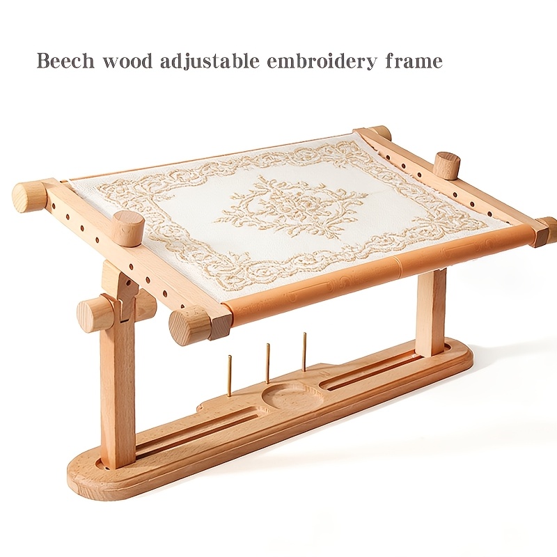 French Embroidery Hoop Clamp, Beech Wood Adjustable Stand