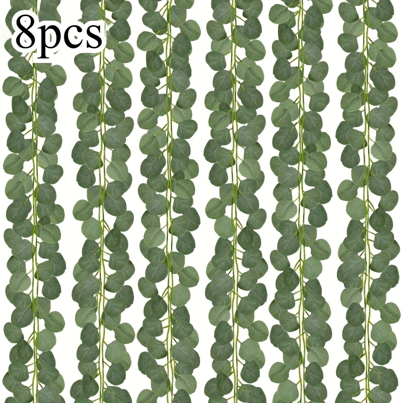 8pcs Artificial Eucalyptus Leaf Garlands | 80cm Long Vine Grape Vine Table Decor For Wedding, Engagement, Home Decor, Hanging In Rooms