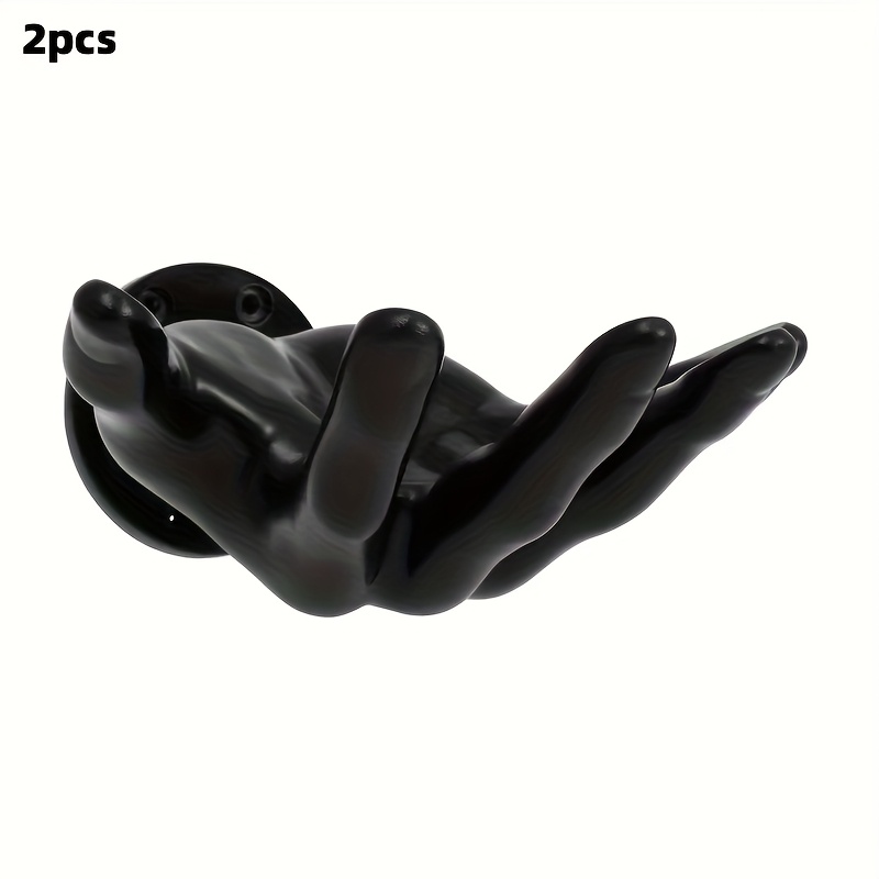 Image of Stylish Black Wall-mounted Hand-shaped Ball Holder | Pvc Material Basketball And Soccer Storage Rack For Home Gym/ Space- Wizard, Organizer With Accessories Included