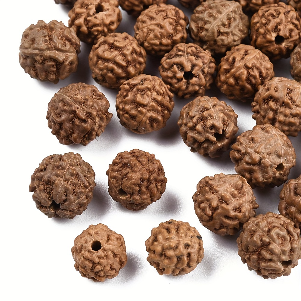 

Natural Wooden Rudraksha Beads, 100 Pieces, Round, 8-9.5mm, 1.2mm Hole, Diy Jewelry Making Supplies