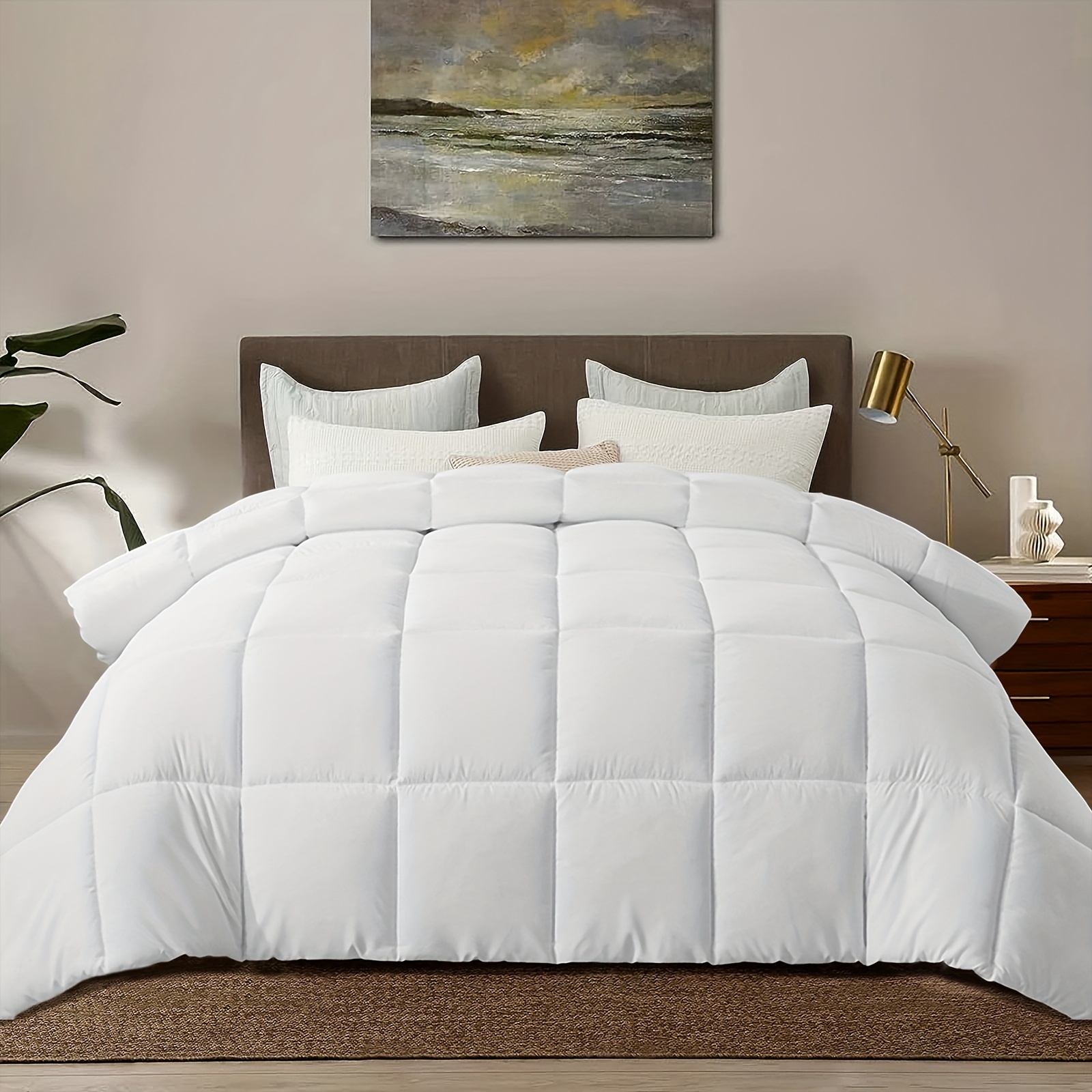 

All-season Comfort Cooling Comforter, Plush Ultra-soft Fiber Quilt, Luxuriously Breathable, Lightweight Bedding Perfect For Year-round Use, In Classic White(queen)