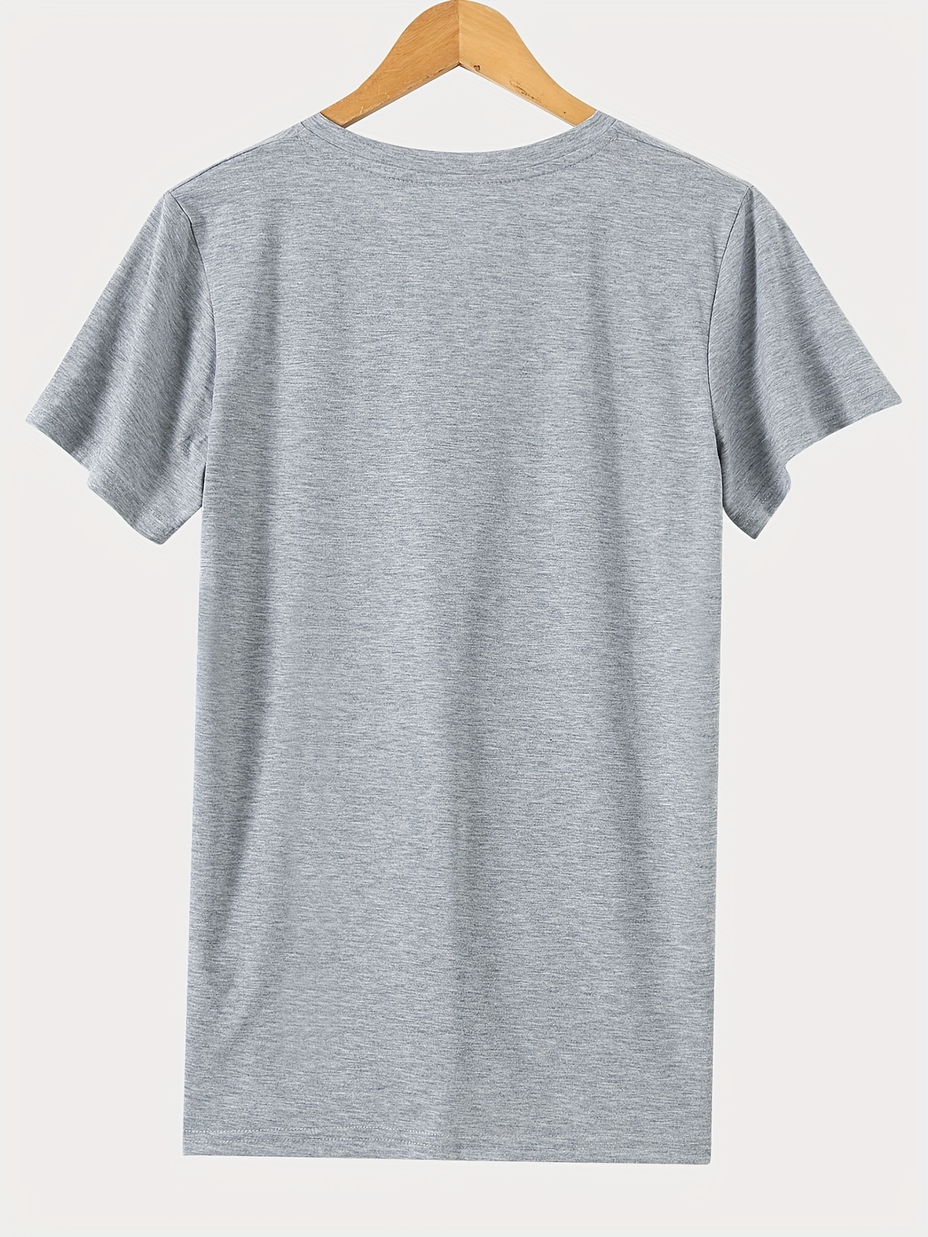 Plus Size Casual T-shirt, Women's Plus Dandelion & Slogan Print Short Sleeve V Neck Slight Stretch T-shirt