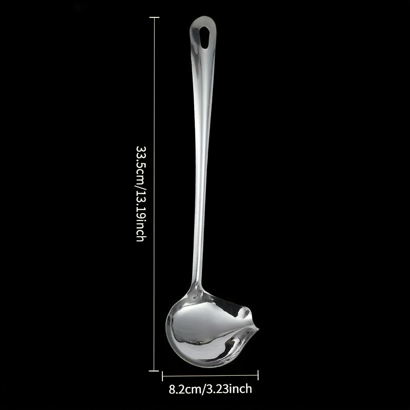 TEMU 1pc Stainless Steel Duckbill Spoon, Long Handle, Durable, Anti-scratch, For Sauces, Garlic, Hot Pot, Essential Kitchen Gadget For Restaurants,