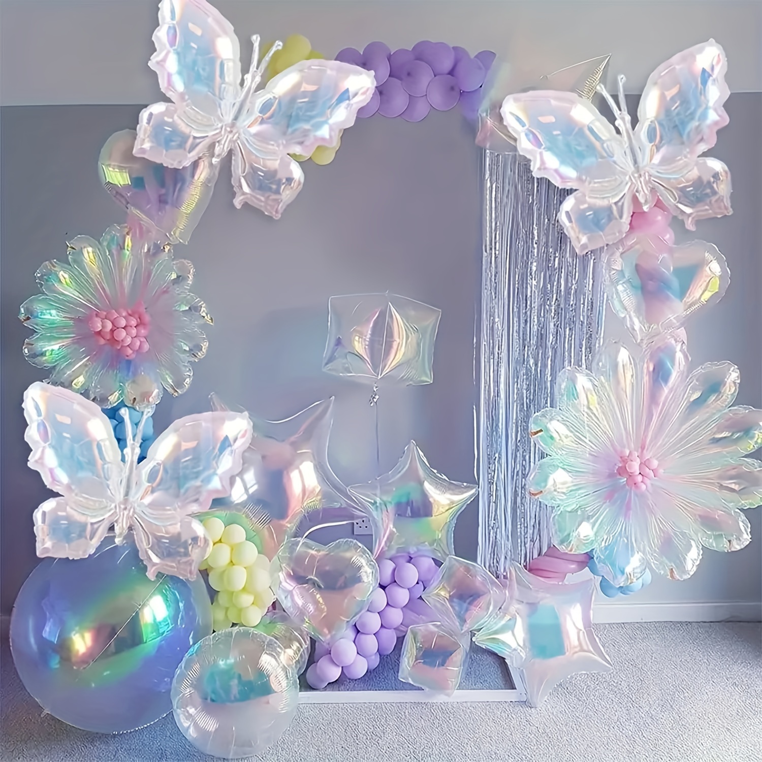 

2-piece Sparkling Pearl White Giant Butterfly Balloons - Perfect For Birthdays & Celebrations, Suitable For Ages 14+
