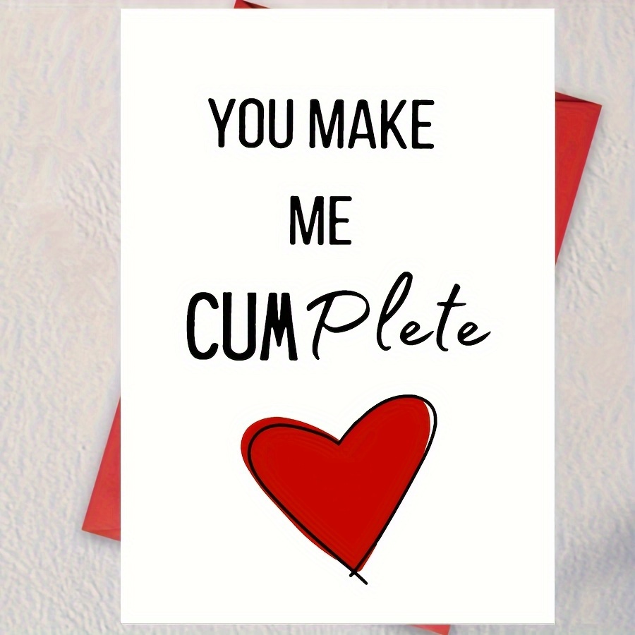 

1pc, "you Cumplete" Funny Greeting Card, , Paper, Personalized, For Valentine's, Christmas, Birthday, Anniversary, With Envelope, No Power Required