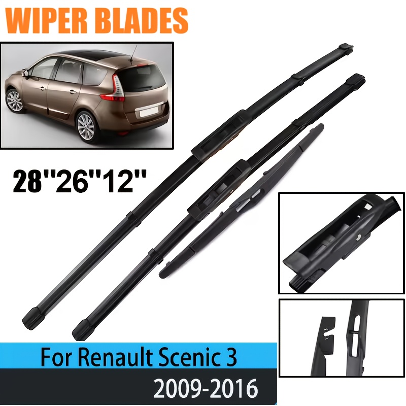 For Renault Grand Scenic 3 2009-2016 2010 2011 Wiper Front & Rear Wiper Blades Windshield Windscreen Window Brushes