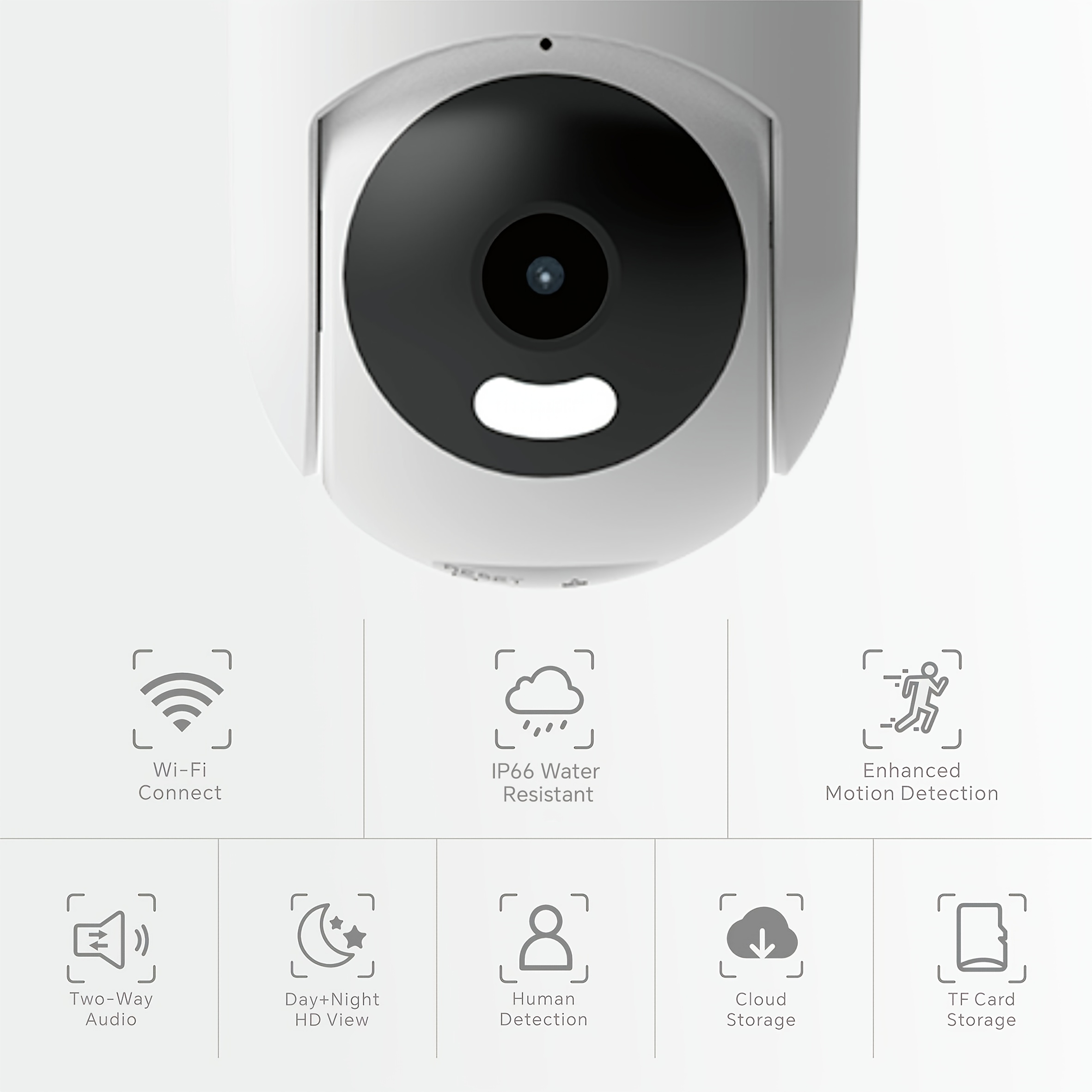 2.4G WiFi 2MP 1080P IP66 | Вътрешна и външна камера за домашен мониторинг - Пълноцветно нощно виждане, AI детекция на хора, захранване чрез USB, управление чрез приложение с LED светлини, стилен дизайн, усъвършенстван PTZ, 2-посочен аудио