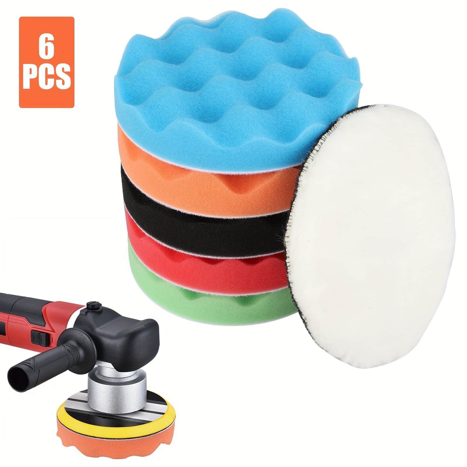 

6pcs/set 6 Inch Car Buffing Pads Polishing For Drill Sponge Kit Waxing Foam Polisher Cleaning Supplies Tools