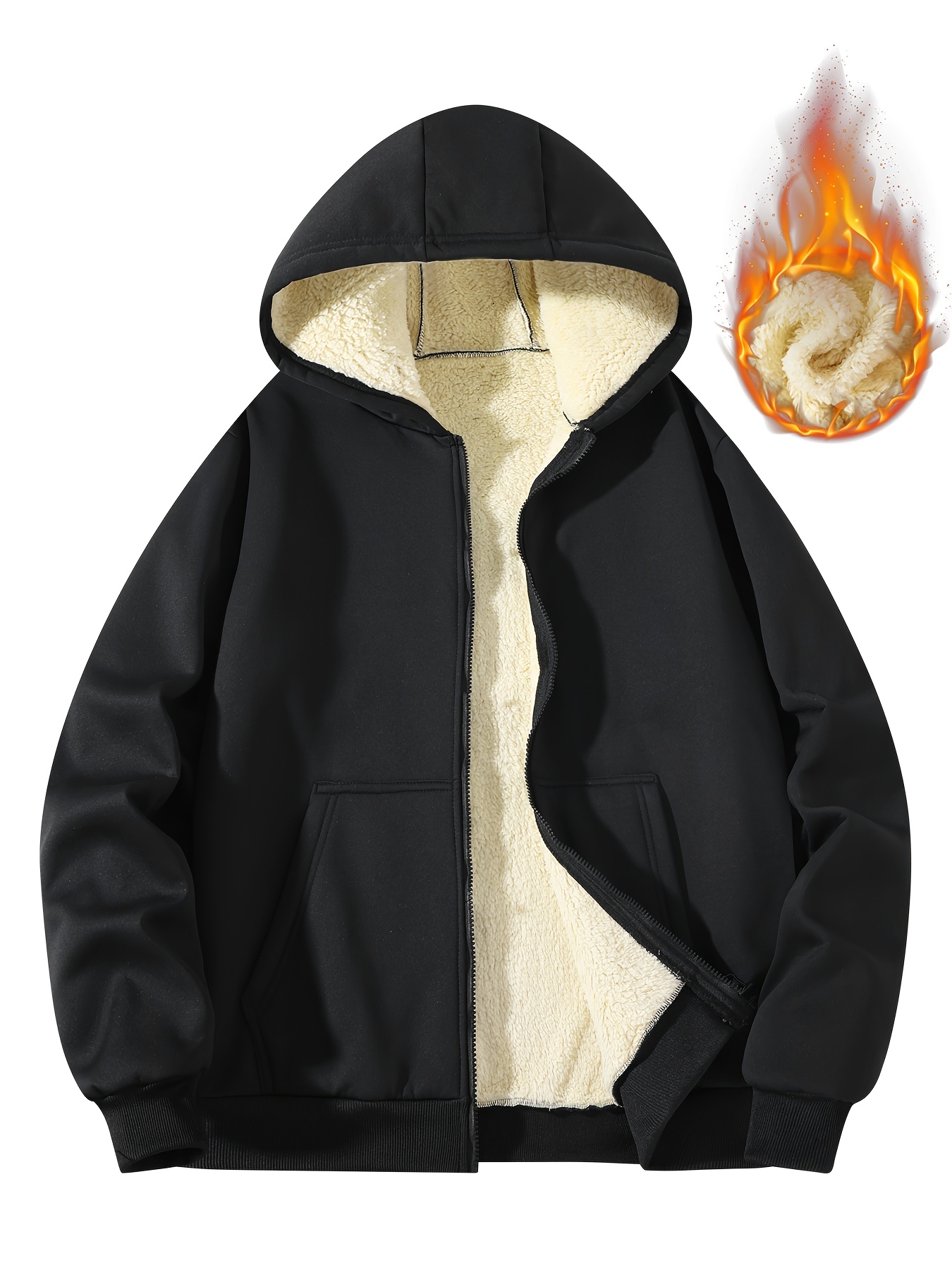 thick mens outerwear with added fleece autumn and winter cardigans lamb fleece hoodies outdoor skiing clothes daily wear warm hoodies suitable for activities such as mountaineering hiking traveling cycling etc
