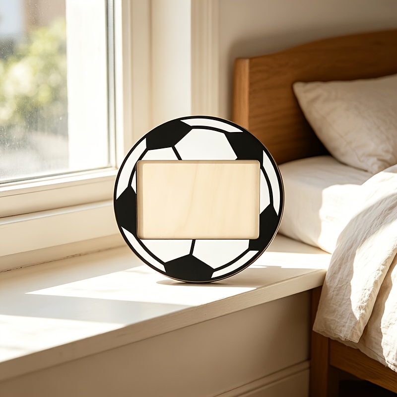 TEMU Cadre Photo en Bois sur le Thème du Football, Cadre Photo Couleur Bois Naturel, Cadeau d'Études pour Athlète, Cadre d'Affichage pour Photo de