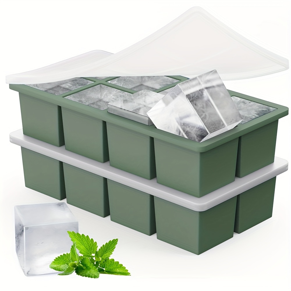 TEMU 2pcs, Ice Cube Mold, Silicone Ice Cube Tray, Multifunctional Household Chocolate Mold With Removable Lid, Stackable Ice Trays With Covers For Freezer , Kitchen Utensils, Apartment