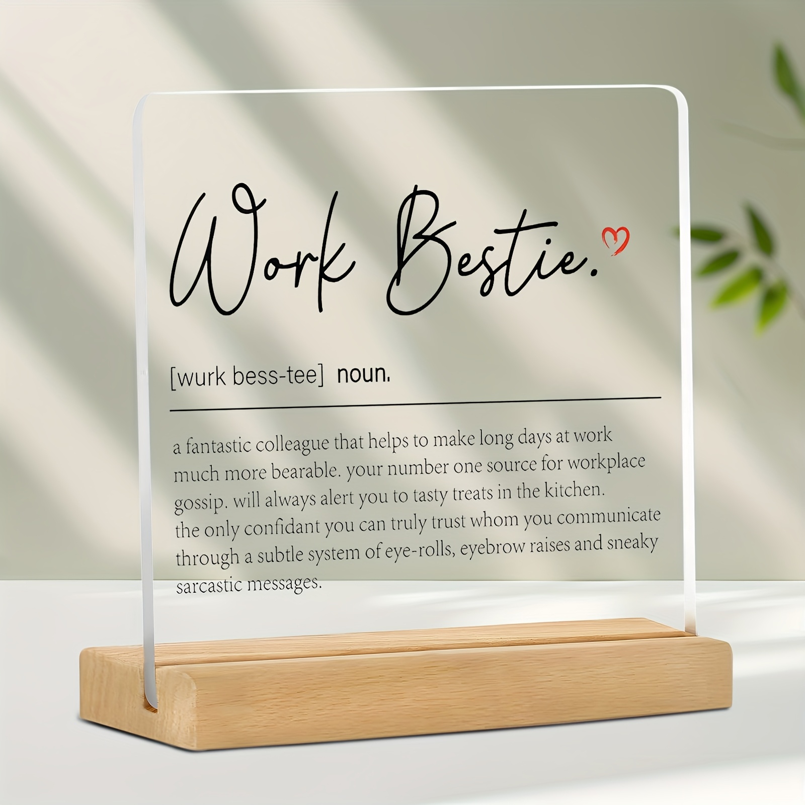 E-shop 2D Flach, 1 Stück Arbeitskollege Acryl Schreibtischdeko-Schild, Lustiges Kollegen-Geschenk für Frauen Männer, 2D Flach